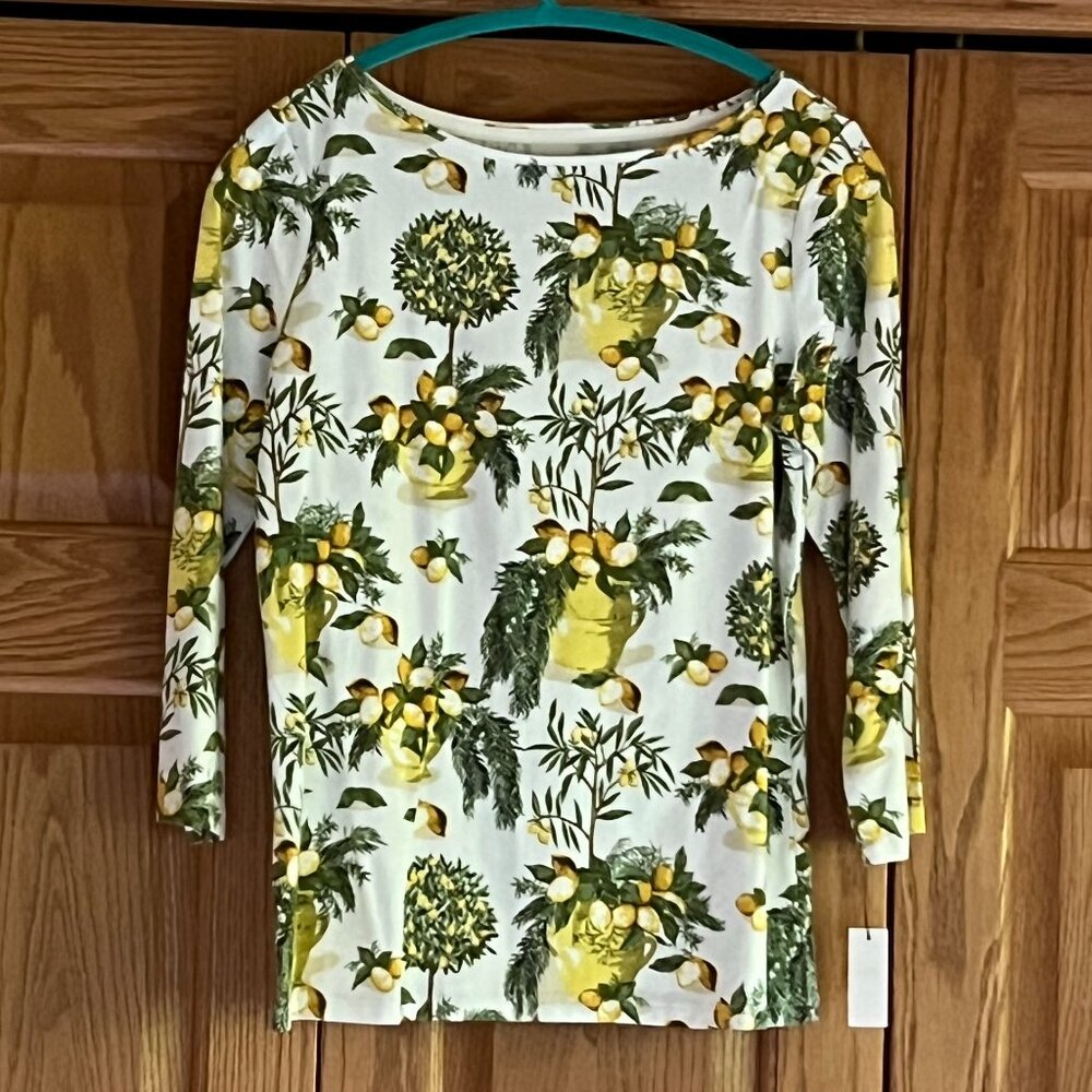 TALBOTS - Bateau Neck Tee -- Lemon Tree -- NEW with Tag - Picture 10 of 11